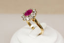Superb 18ct Gold Ruby & Diamond Cluster Ring – 0.75ct Ruby & 0.40ct Diamonds