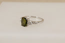 Blingy Silver Green Amethyst & White Topaz Ring