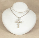 Silver & Moonstone Cross Pendant & 'Prine of Wales' Silver Chain