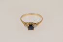 Pretty 14ct Gold Sapphire & CZ Trilogy Ring