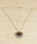 Silver & Carnelian Large Heart Pendant & Chain