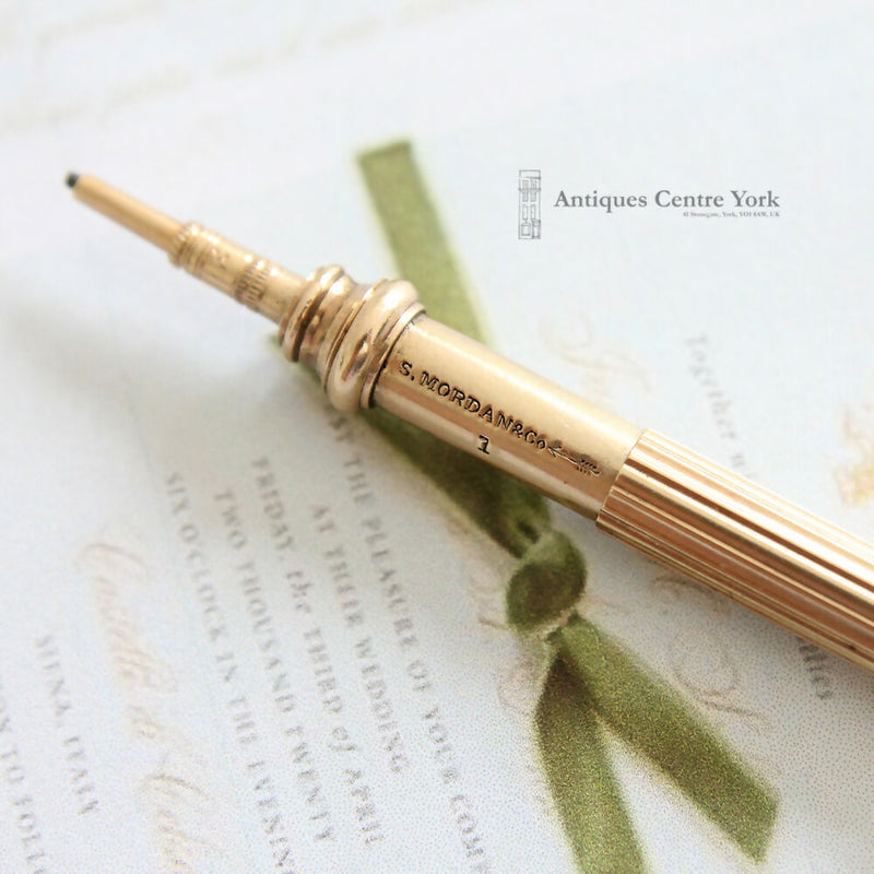 1920's 9ct Gold Cased Retractable Pencil by Sampson Mordan & Co