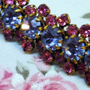 Vintage Lavender Blue & Fuchsia Pink Rhinestone Bar Brooch
