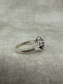Vintage 925 Silver Natural Tanzanite and White Topaz Crossover Cluster Ring