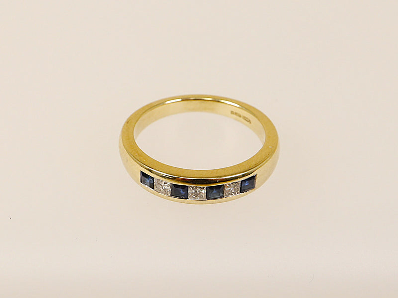 9ct Gold Sapphire & Diamond Band Ring