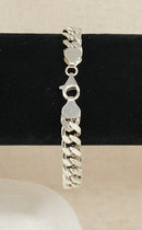 Silver Flat Curb Link Bracelet with Lobster Clasp
