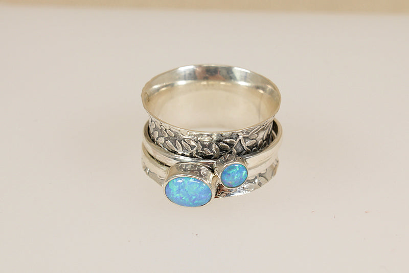 Silver & Opal Spinner Ring