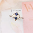 Platinum Sapphire & Diamond Art Deco Style Four-Stone Ring