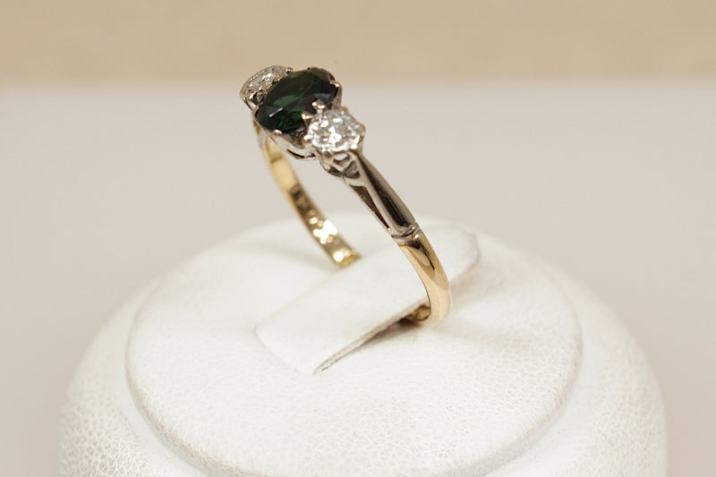 18ct Gold & Platinum Sapphire & Diamond Trilogy Ring