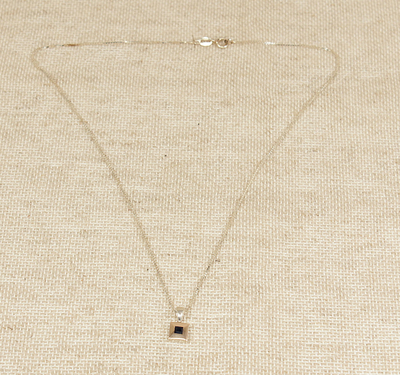 Silver & Gold Sapphire Italian Pendant & Chain