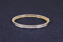 Stylish Sterling Silver Hinged Bangle with Square-Cut CZ