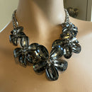 Butler and Wilson Black Grey and Silvery Faceted Glass Necklace