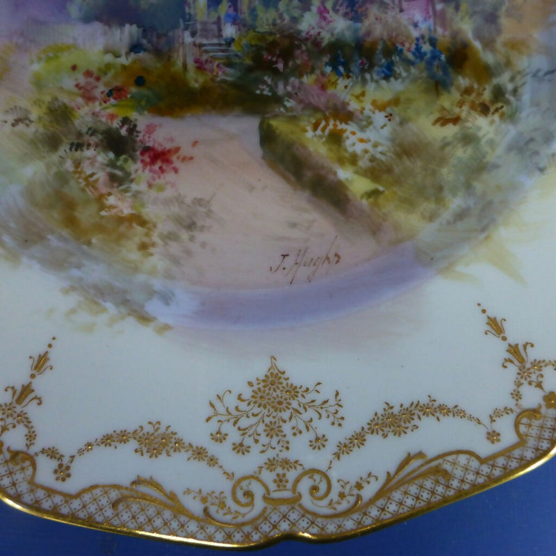 Royal Doulton Heavy Gilded Cabinet Plate Signed by J Hughs - C1920