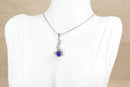 Italian Silver Lapis Lazuli & White Quartz Pendant & Chain