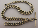 Very Heavy Antique Solid Sterling Silver Albert Pocket Watch Chain & T-Bar Bir 1893