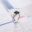 Platinum Sapphire & Diamond 3 Stone Ring