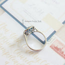 18ct White Gold Blue Topaz & Diamond Cluster Ring