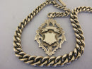 Victorian Antique Solid Sterling Silver Albert Pocket Watch Chain t-Bar & Fob Bir 1899