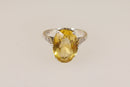 Beautiful Vintage Silver & Lemon Citrine Solitaire Ring – Circa 1940s