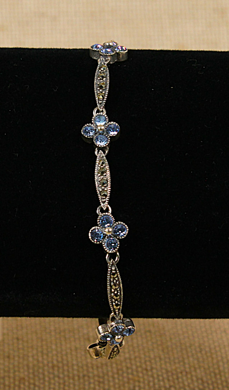 Silver Marcasite & Blue Stone Bracelet