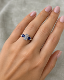 Vintage 925 Silver Blue and White Paste Three Stone Ring