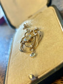 Art Nouveau Hallmarked 9ct Yellow Gold Aquamarine & Seed Pearl Pendant