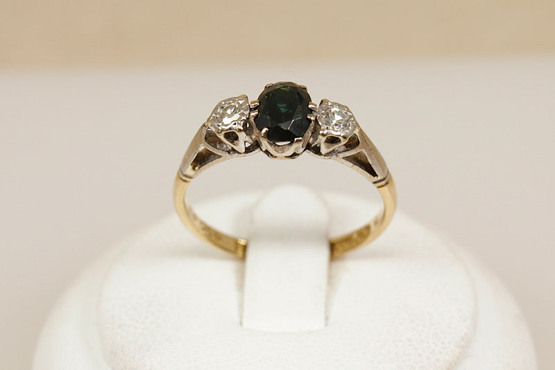 18ct Gold & Platinum Sapphire & Diamond Trilogy Ring