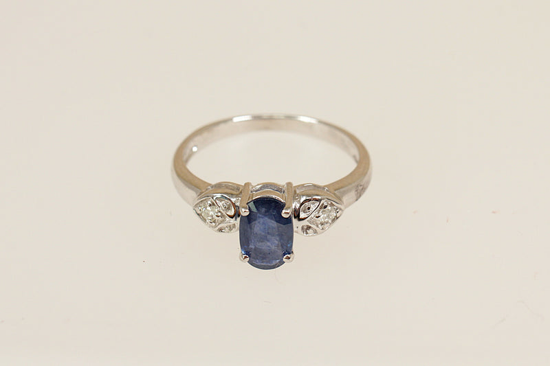9ct White Gold Sapphire & Diamond Ring