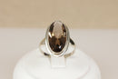Vintage Sterling Silver & Smoky Citrine Statement Ring – Stamped SILVER