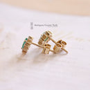 9ct Emerald & Diamond Cluster Earrings