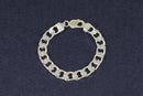 Silver Flat Curb Link Bracelet with Lobster Clasp
