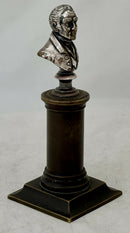 The Duke of Wellington, 19th Century Silver Plated Bust on a Brass Column.
