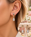 9ct White Gold Cubic Zirconia Pear Cut Drop Earrings