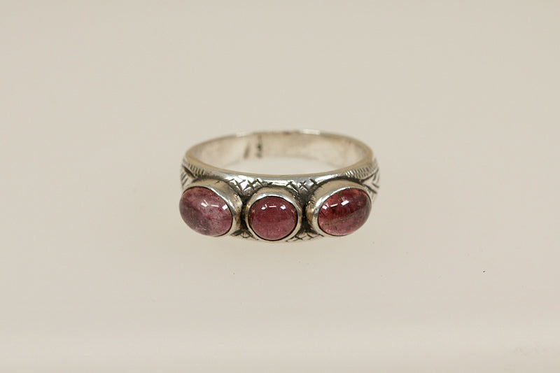 Silver & Pink Tourmaline Trilogy Ring