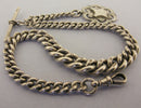 Heavy Antique Solid Sterling Silver Albert Pocket Watch Chain & Fob Bir 1901