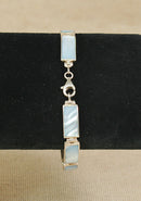 Stylish Sterling Silver & Mother of Pearl Link Bracelet