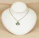 Silver Green Enamel and Marcasite Irish Shamrock Clover Pendant and Chain by Solvar
