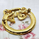 Gold Tone & Faux Diamond Bow Brooch
