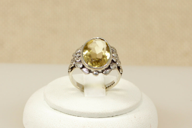 Vintage Silver & Lemon Citrine Ring