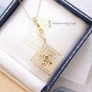Edwardian 15ct Aquamarine & Pearl Square Pendant