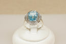 Silver Blue & White Topaz Statement Ring