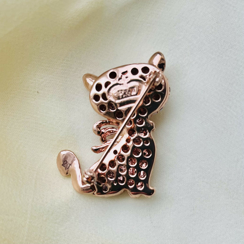 Butler and Wilson Cat with Pink Bow Brooch