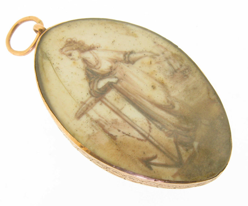 Georgian Navel Interest Gold Mourning Pendant