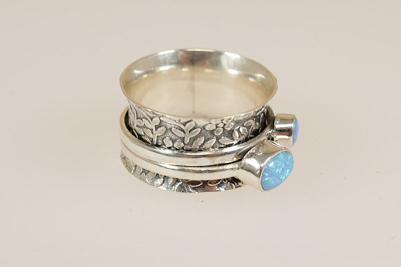 Silver & Opal Spinner Ring