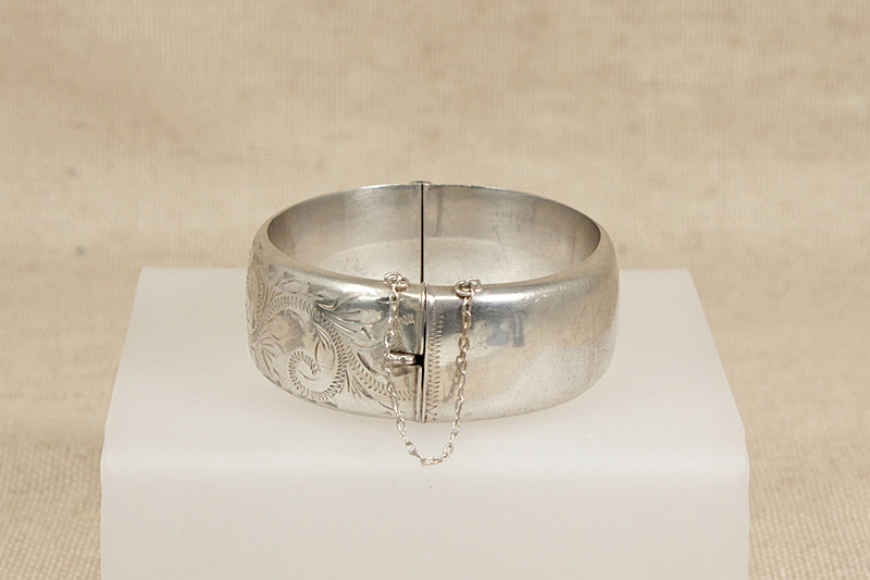 Vintage Silver Hinged Cuff Bangle