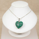 Pretty Sterling Silver & Malachite Heart Pendant with 20-Inch Box Chain