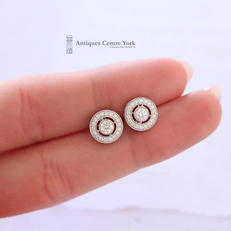 18ct White Gold Diamond Cluster Earrings by Luke Stockley London