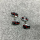 Art Deco enamelled chrome cufflinks