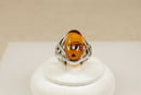 Silver & Amber Celtic Design Ring