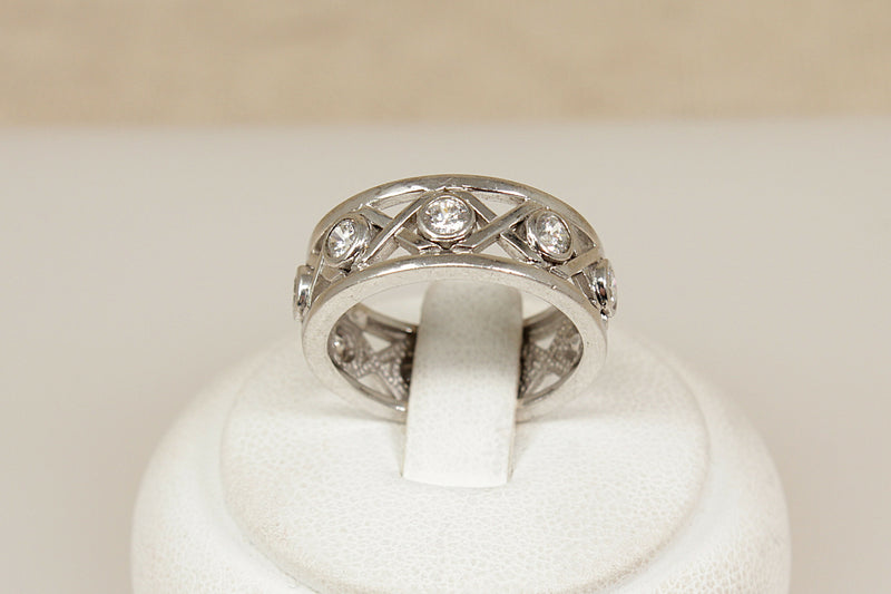 Silver & CZ Openwork Full Eternity Ring